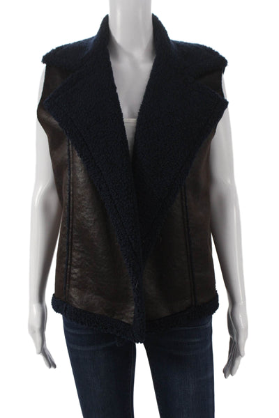 Johanna Paris Women Brown Polyester Sleeveless Vest Size One Size