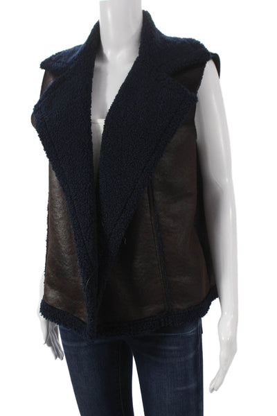 Johanna Paris Women Brown Polyester Sleeveless Vest Size One Size