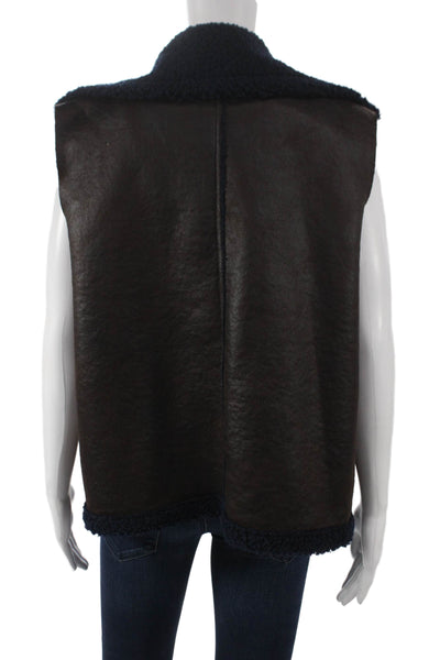 Johanna Paris Women Brown Polyester Sleeveless Vest Size One Size