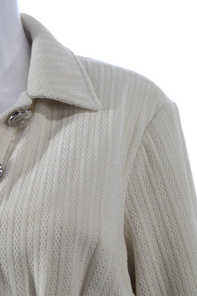 Gestuz Womens Basic Jacket Ivory Polyester Collared Button Long Sleeve Size 32