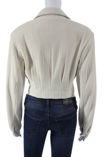 Gestuz Womens Basic Jacket Ivory Polyester Collared Button Long Sleeve Size 32