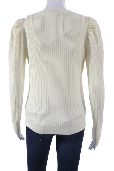 Johanna Paris Women Cardigan Ivory V Neck Viscose Long Sleeve Size M