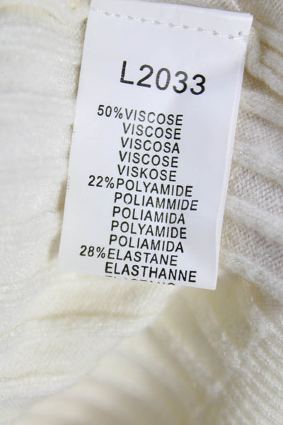Johanna Paris Women Cardigan Ivory V Neck Viscose Long Sleeve Size M