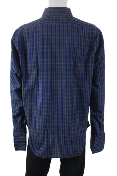 Polo Ralph Lauren Mens Cotton Plaid Button Down Shirt Blue Size 16-35