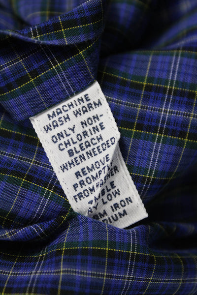 Polo Ralph Lauren Mens Cotton Plaid Button Down Shirt Blue Size 16-35