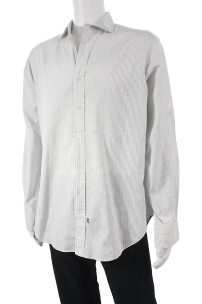 Polo Ralph Lauren Mens Cotton Checkered Button Down Shirt White Size 16-36