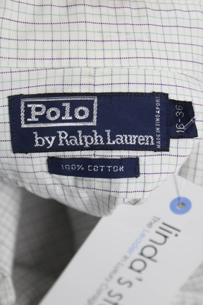 Polo Ralph Lauren Mens Cotton Checkered Button Down Shirt White Size 16-36