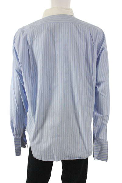 Polo Ralph Lauren Mens Cotton Striped Button Down Shirt Blue Size 16-36