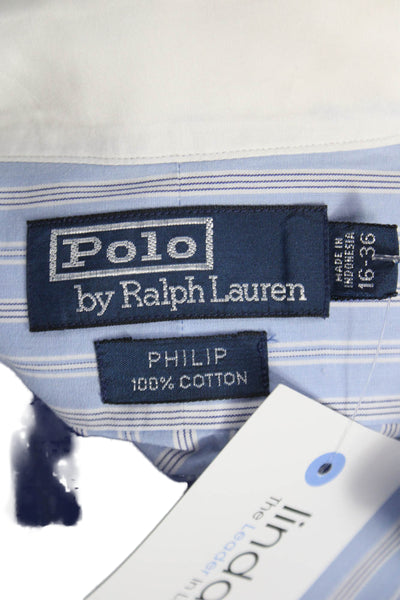 Polo Ralph Lauren Mens Cotton Striped Button Down Shirt Blue Size 16-36