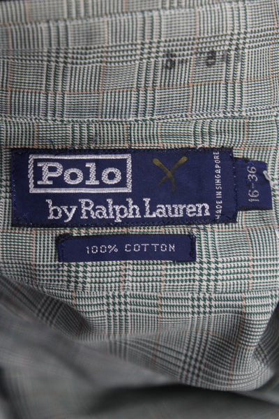 Polo Ralph Lauren Mens Cotton Plaid Button Down Shirt Green Size 16-36
