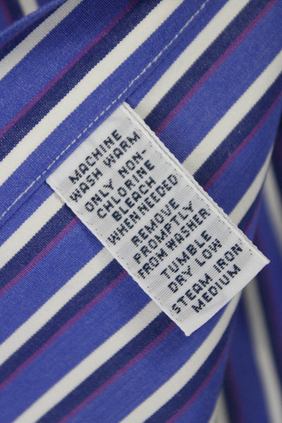 Polo Ralph Lauren Mens Cotton Striped Button Down Shirt Blue Size 16 L