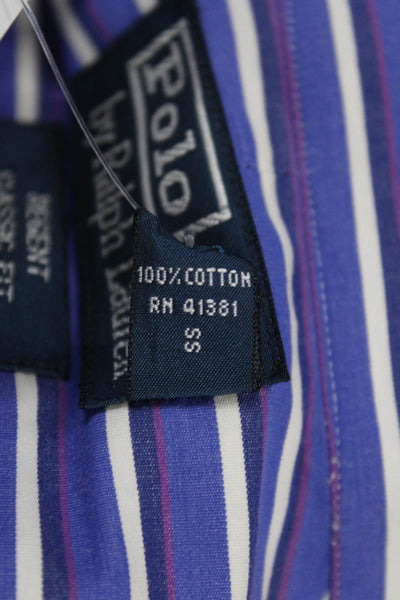 Polo Ralph Lauren Mens Cotton Striped Button Down Shirt Blue Size 16 L