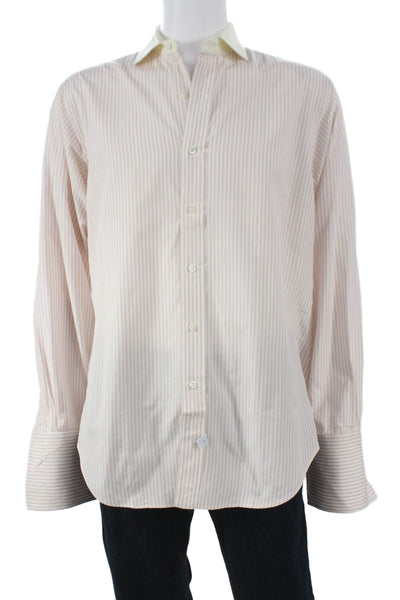 Polo Ralph Lauren Mens Cotton Striped Button Down Shirt Pink Size 16-35