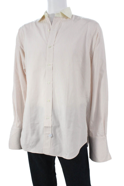 Polo Ralph Lauren Mens Cotton Striped Button Down Shirt Pink Size 16-35