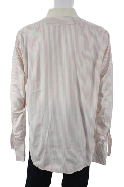 Polo Ralph Lauren Mens Cotton Striped Button Down Shirt Pink Size 16-35