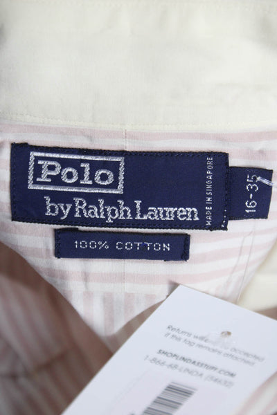 Polo Ralph Lauren Mens Cotton Striped Button Down Shirt Pink Size 16-35