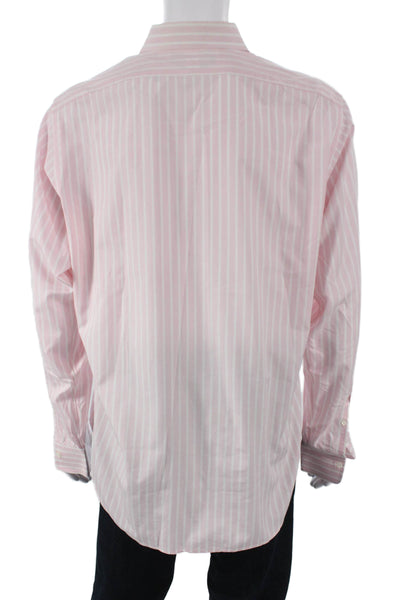 Polo Ralph Lauren Mens Cotton Striped Collared Button Down Shirt Pink Size 16-36