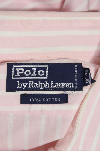 Polo Ralph Lauren Mens Cotton Striped Collared Button Down Shirt Pink Size 16-36