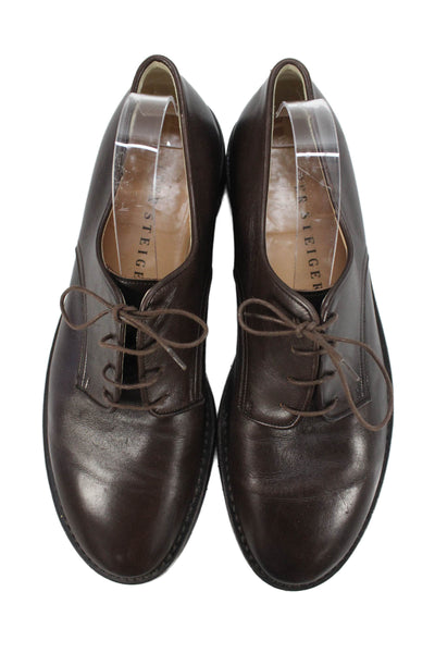 Walter Steiger Mens Leather Lace Up Oxfords Dress Shoes Brown Size 12