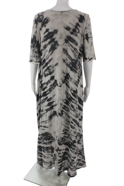 Raquel Allegra Women Maxi Dress Gray Tie Dye Cotton Midi Half Sleeve Size 2