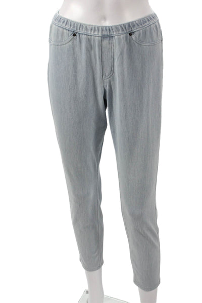 Hue Womens Jeggings Blue Cotton Blend Solid Size L