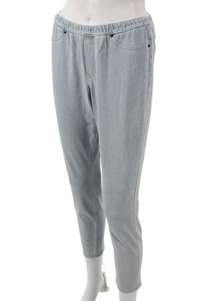 Hue Womens Jeggings Blue Cotton Blend Solid Size L