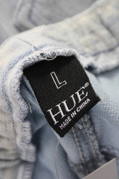 Hue Womens Jeggings Blue Cotton Blend Solid Size L
