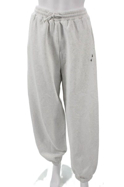 White Fox Unisex Adults Gray Drawstring Sweatpants 50% Cotton Size 2XL