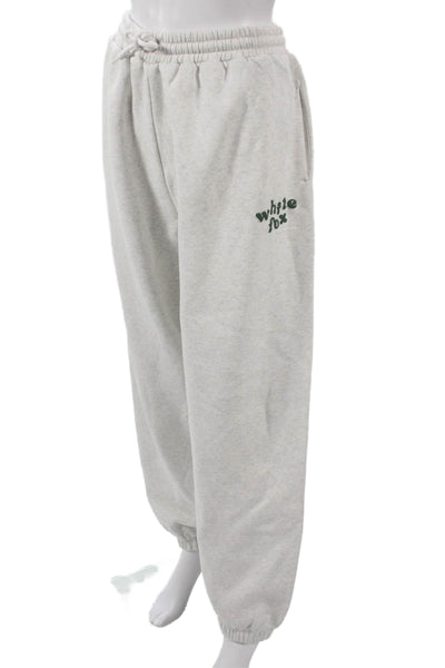 White Fox Unisex Adults Gray Drawstring Sweatpants 50% Cotton Size 2XL