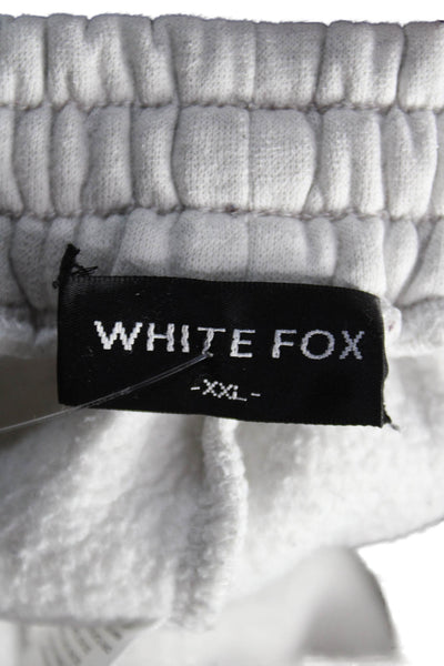 White Fox Unisex Adults Gray Drawstring Sweatpants 50% Cotton Size 2XL