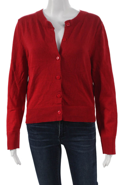Edikted Womens Red Cardigan Long Sleeve Round Neck 100% Cotton Size L