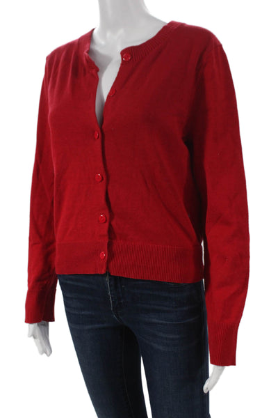 Edikted Womens Red Cardigan Long Sleeve Round Neck 100% Cotton Size L