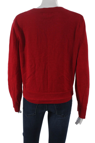Edikted Womens Red Cardigan Long Sleeve Round Neck 100% Cotton Size L