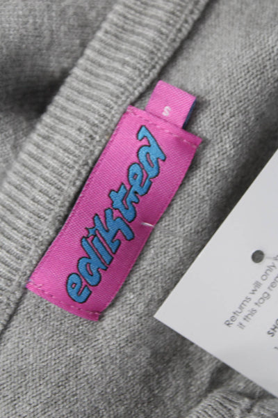 Edikted Womens Cardigan Gray Acrylic Long Sleeve Solid Size S