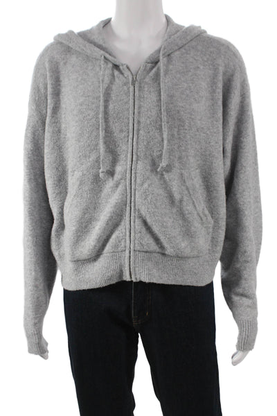 TNA Unisex Adults Full Zip Hoodie Gray Acrylic Long Sleeve Size L