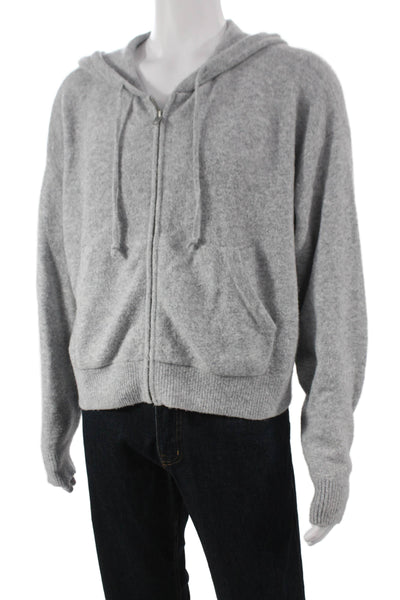 TNA Unisex Adults Full Zip Hoodie Gray Acrylic Long Sleeve Size L