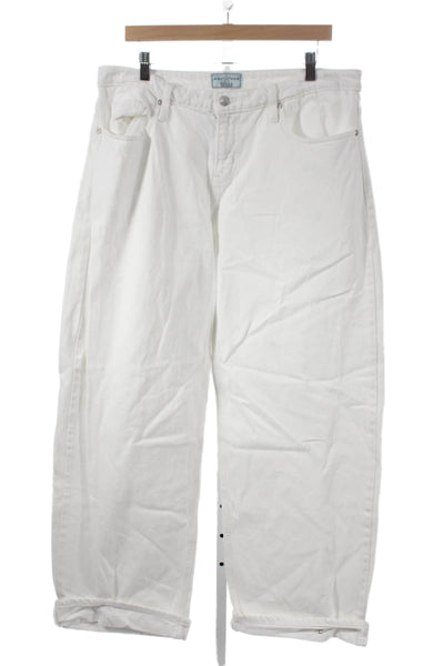 Revice Womens Wide-Leg Jeans White 100% Cotton Low Rise Size 32