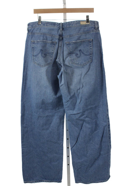 AG Adriano Goldschmied Mens Wide Leg Jeans Blue Mid Rise Inseam 32 Size 31