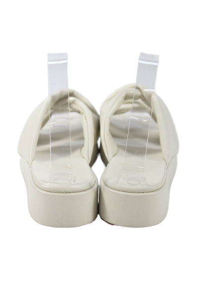 Billini Womens Leather Twist Strap Slide On Sandals White Size 8