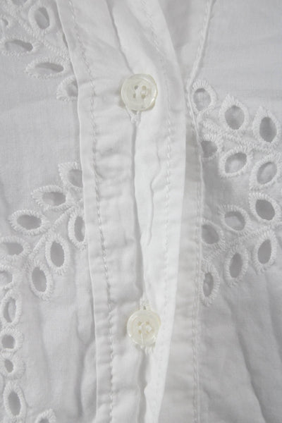 Zara Women Shirt Dress White Cotton Collared 3/4 Sleeve Button Size XS
