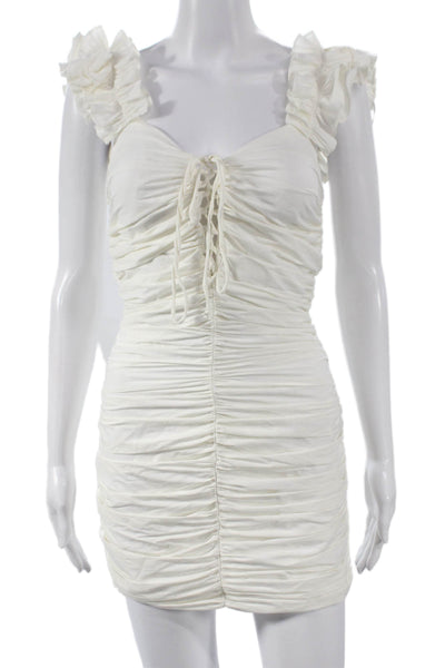 Zara Womens Bodycon Dress White Sweetheart Sleeveless Short Polyester Size XS