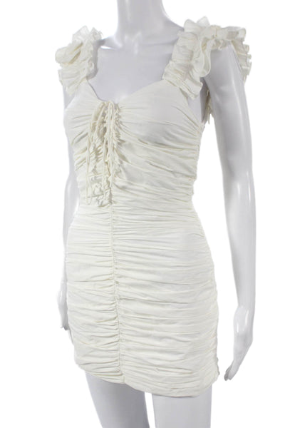 Zara Womens Bodycon Dress White Sweetheart Sleeveless Short Polyester Size XS