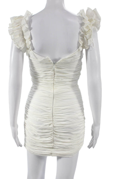 Zara Womens Bodycon Dress White Sweetheart Sleeveless Short Polyester Size XS