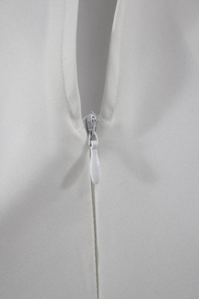 Zara Women Mini Dress White Polyester Long Sleeve Mock Neck Zip Size XS