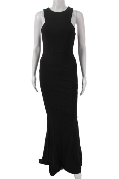 Lovers + Friends Women Mermaid Black High Neck Lace Up Rayon Long Dress Size S