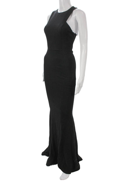 Lovers + Friends Women Mermaid Black High Neck Lace Up Rayon Long Dress Size S