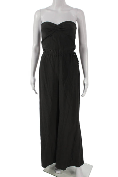 Jay Godfrey Womens Silk Sweetheart Jumpsuit Black Sleeveless Drawstring Size 2