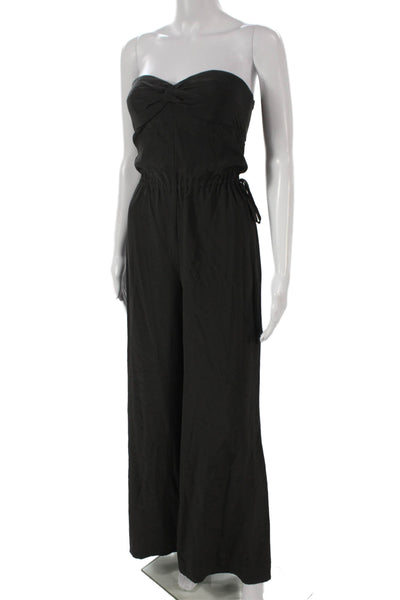 Jay Godfrey Womens Silk Sweetheart Jumpsuit Black Sleeveless Drawstring Size 2