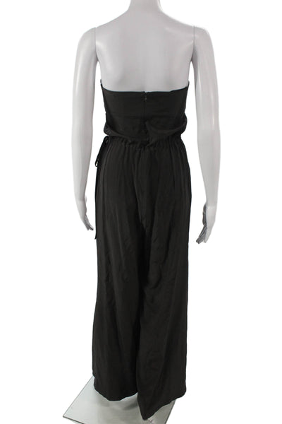 Jay Godfrey Womens Silk Sweetheart Jumpsuit Black Sleeveless Drawstring Size 2