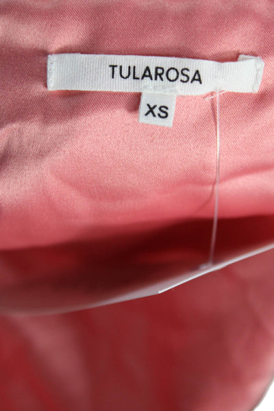 Tularosa Women Cropped Tencel V-Neck 3/4 Sleeve Blouse Pink Size XS